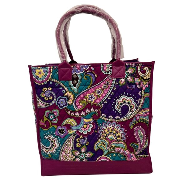 NWOT Vera Bradley Quilted Paisley Tote Bag Double Handles Multicolor Vibrant XL - Picture 2 of 11